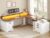 SEDETA Farmhouse L Shaped Standing Desk, 70.1″ x 73.2″ Height Adjustable Home Office Executive Desk with Drawers, Power Outlet, Monitor Stand, Sit Stand Table with Led Lights for Home Office, White