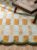 Checkered Hand-Tufted 100% Wool Area Rug – 5×5 Ft, Round Light Blue Base with Mustard and Beige Blocks, Olive Green Scalloped Edge, Cotton Backing Plush Carpet for Bedroom & Nursery