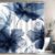Navy Blue Floral Flower Ombre Modern Watercolor Bathroom Shower Curtain Set