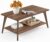 VASAGLE Coffee Table, 2-Tier Center Table with Storage, Tapered Legs