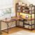 SEDETA L Shaped Computer Desk with Storage Shelves, Bookshelf, Rustic Brown