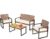 PHI VILLA 4 Piece Brown Wicker Patio Furniture Set with Beige(Round Hole)