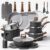 CAROTE 29pcs Ceramic Cookware Sets, Pots and Pans Set Gray