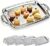 4-Pack Large Rectangle Silver Serving Trays, 15.4″ x 9.3″ Stainless Steel Mirror Finish Platters for Party, Wedding, Buffet, Dessert, Appetizer and Catering Display