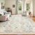 8×10 Area Rugs, Machine Washable Low Pile Floral Rugs for Living Room, Bedroom, Large Boho Area Rug with Non-Slip Backing for Dining Room(Pink Floral)